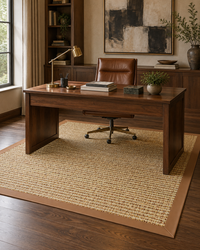 Spice Sisal Rug with Cinnamon Faux Leather Border in Home Office 3