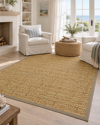 Spice Sisal Rug with Harvest Haze Cotton Border in Coastal Room 7