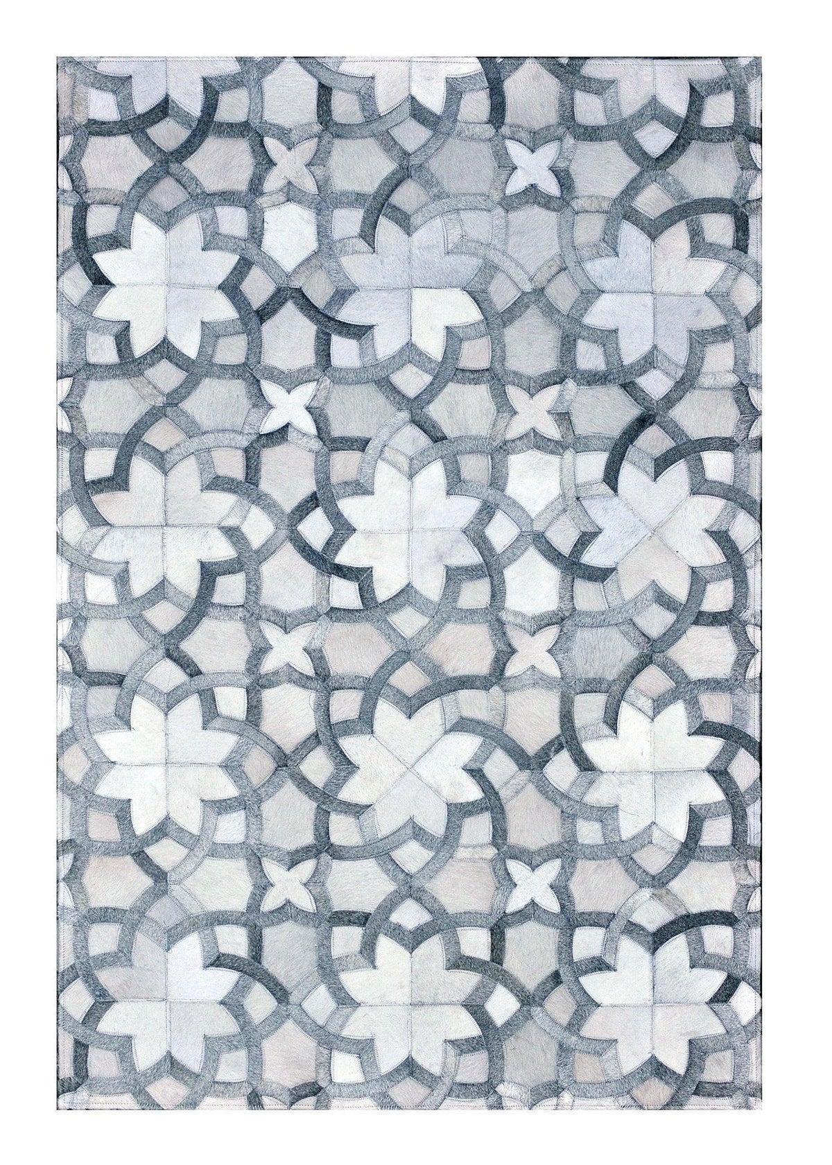 Poshrug Grey White Modern Design Cowhide Rig - Free Shipping