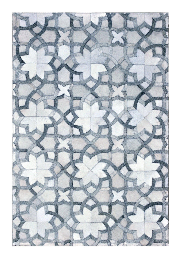 Poshrug Grey White Modern Design Cowhide Rug