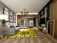 Posh Rug Poshrug Yellow Black Contemporary Cowhide Rug 2