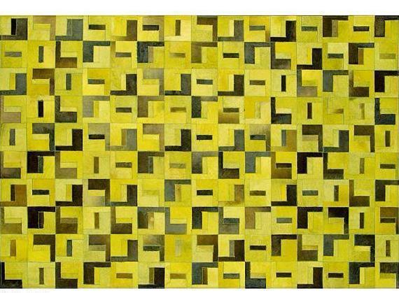 Poshrug Yellow Black Contemporary Cowhide Rug - Free Shipping