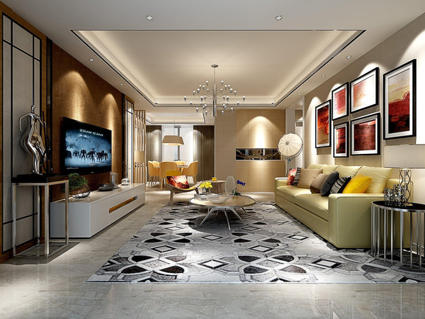 Poshrug Grey Black White Star Cowhide Rug alternate view