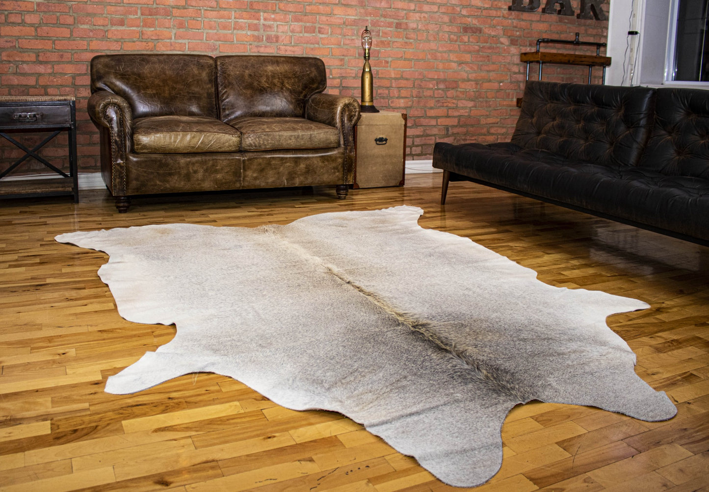 72" X 84" Natural And Light Gray Cowhide  Area Rug