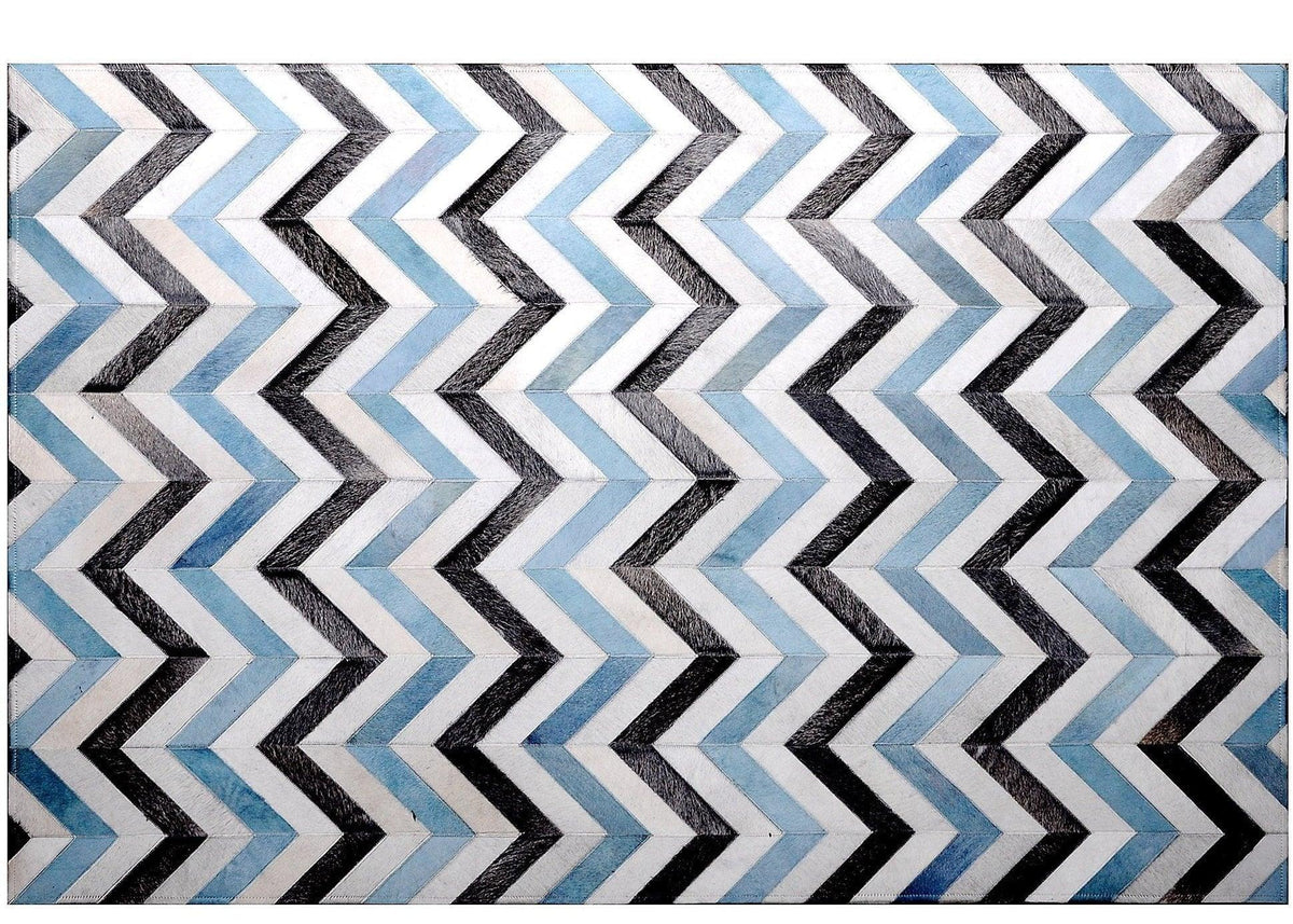Poshrug White Blue Black Chevron Rug - Free Shipping