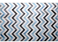 Poshrug White Blue Black Chevron Rug - Free Shipping 1