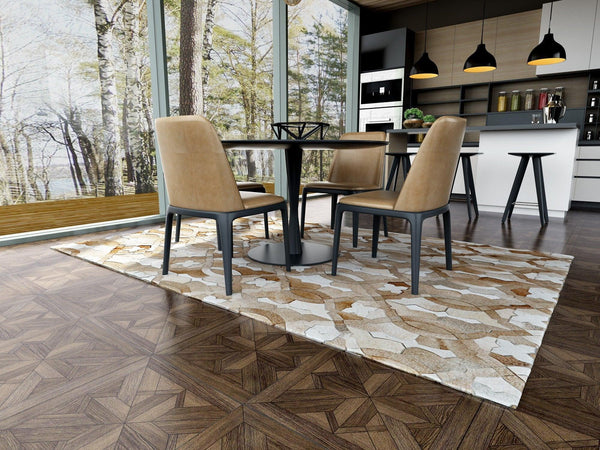 Poshrug Brown White Intrinsic Design Cowhide Patchwork Rug alternate view