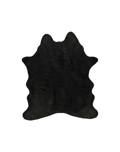4' X 5' Black Faux Cowhide Flokati Area Rug