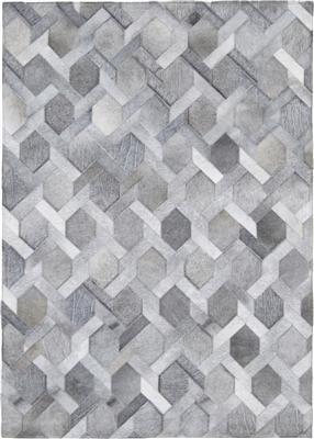 Madisons Grey Chain Link Patchwork Cowhide Rug