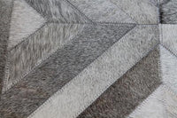 Posh Rug Madisons Gray Parquet Pattern Patchwork Cowhide Rug 2