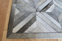 Posh Rug Madisons Gray Parquet Pattern Patchwork Cowhide Rug 5