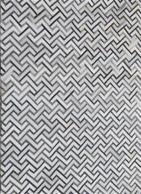 Madisons Grey Contemporary Geometric Patchwork Cowhide Rug