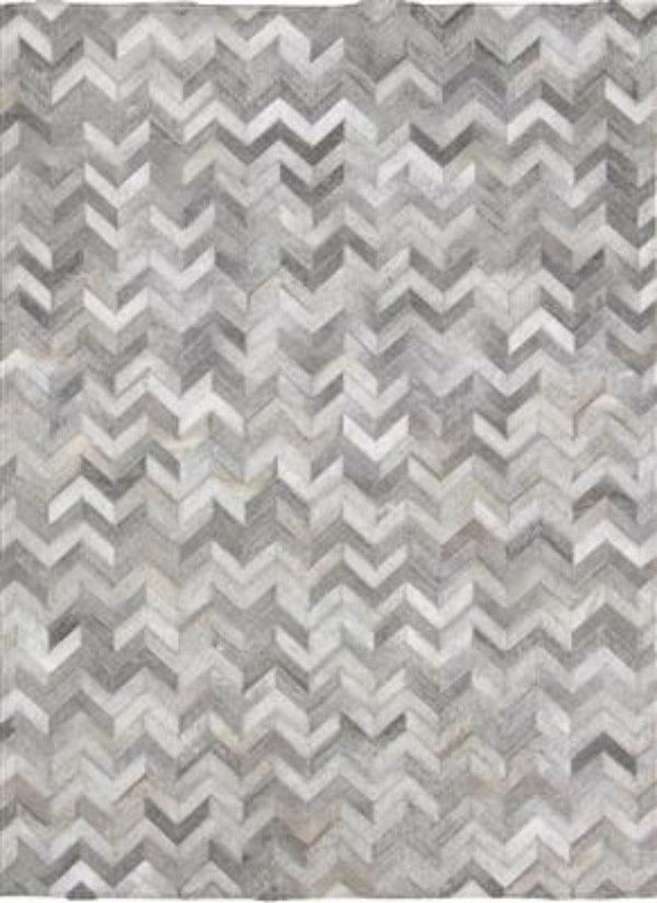 Madisons Grey Chevron Patchwork Cowhide Rug