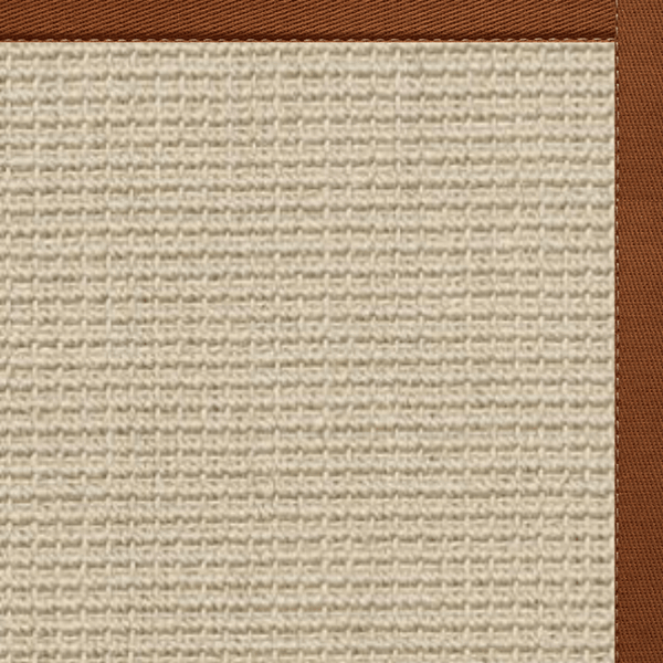 Linen Color Brasilia Sisal Rug with Burnt Sienna Cotton Border