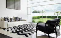 Area Rugs - Madisons Black And White Cowhide Patchwork Rug - Chevron Pattern 2