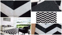 Area Rugs - Madisons Black And White Cowhide Patchwork Rug - Chevron Pattern 3