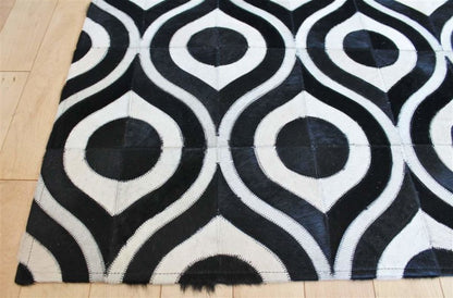 Area Rugs - Madisons Black And White Rug - Geometric Cowhide Pattern