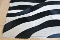 Area Rugs - Madisons Black And White Zebra Striped Patchwork Cowhide Rug 3