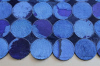 Area Rugs - Madisons Blue Cowhide Patchwork Rug Circle Pattern 3
