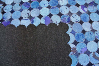 Area Rugs - Madisons Blue Cowhide Patchwork Rug Circle Pattern