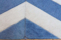 Area Rugs - Madisons Blue & White Chevron Pattern Cowhide Area Rug 5