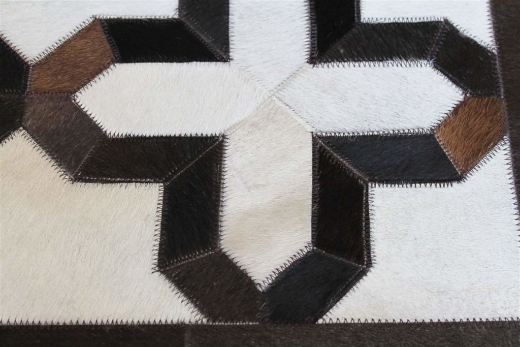Area Rugs - Madisons Brown & White Geometric Patchwork Cowhide Area Rug