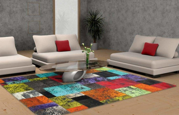 Madisons Multicolour Patchwork Cowhide Rug alternate view