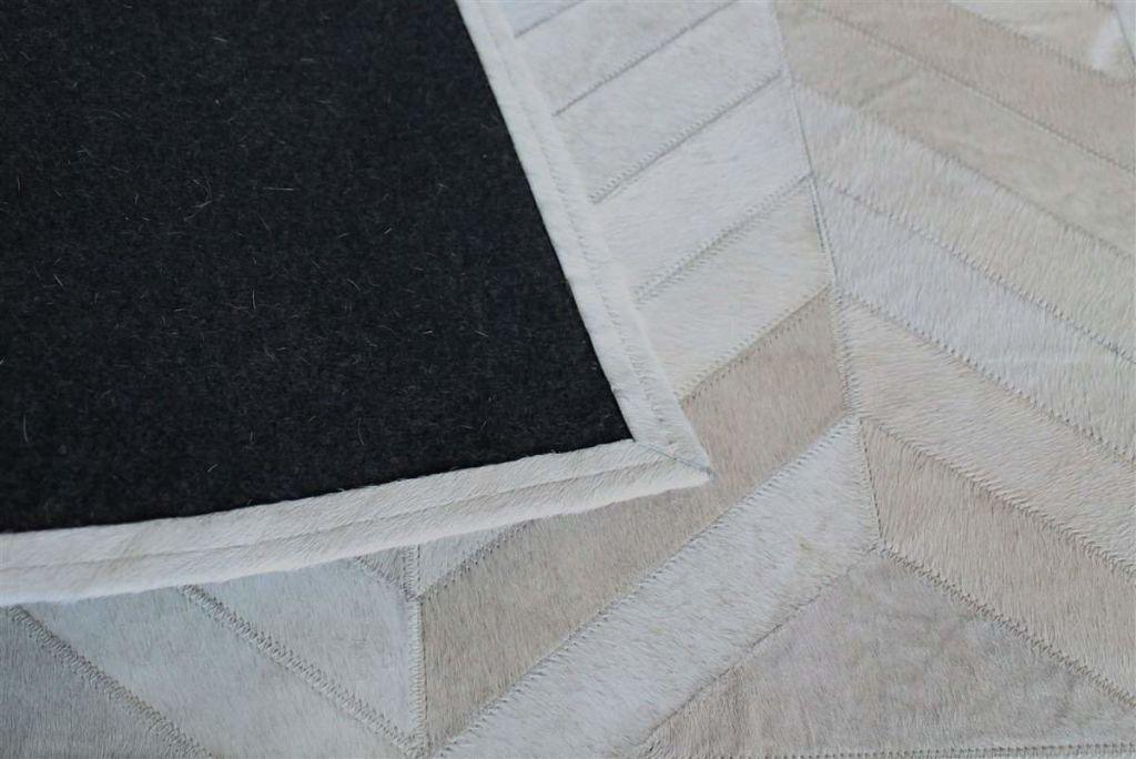 Posh Rugs Cowhide-Gorgeous Herringbone Cream White Patchwork Rug – Posh Rug