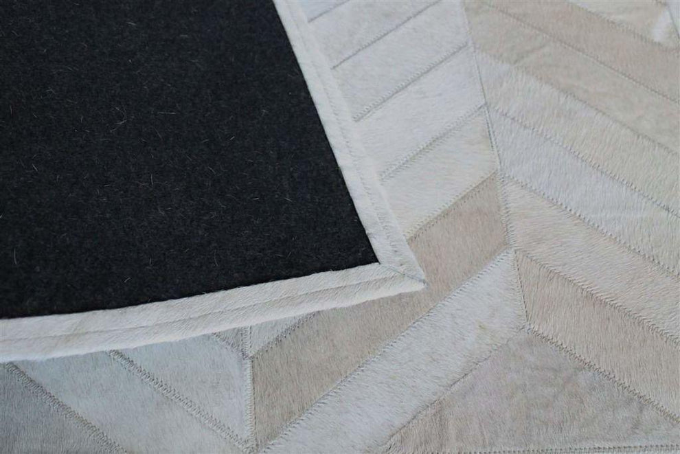 Herringbone Cream White Patchwork Rug Posh Rug
