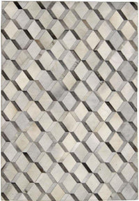 Area Rugs - Madisons Grey 3D Diamond Pattern Cowhide Patchwork Rug 1