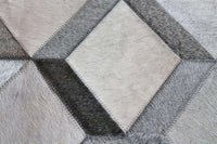 Area Rugs - Madisons Grey 3D Diamond Pattern Cowhide Patchwork Rug 2