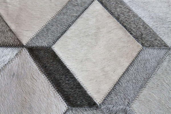 Madisons Grey 3D Diamond Patchwork Cowhide Rug alternate view