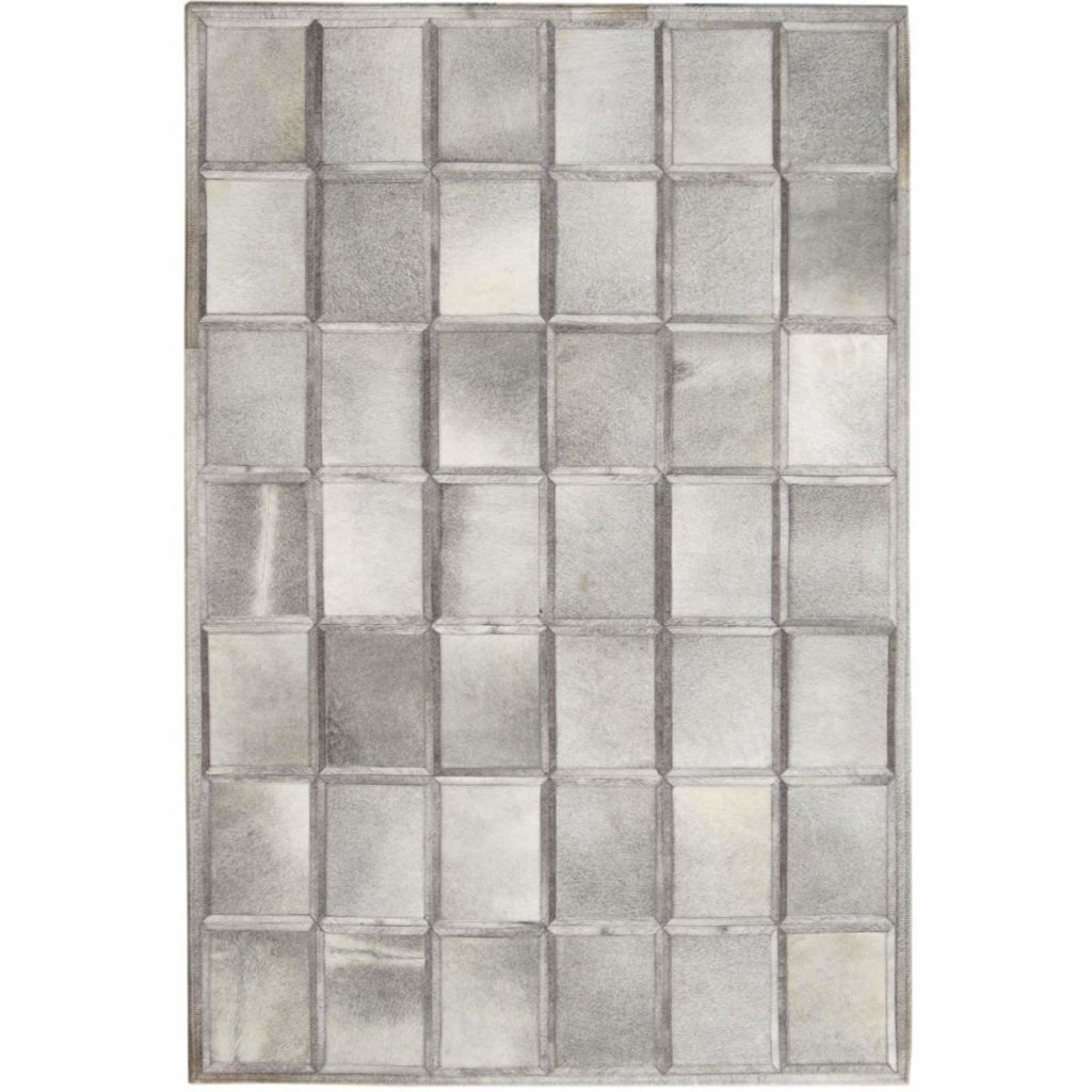 Area Rugs - Madisons Multi-Tone Grey Patchwork Brick Pattern Cowhide Area Rug