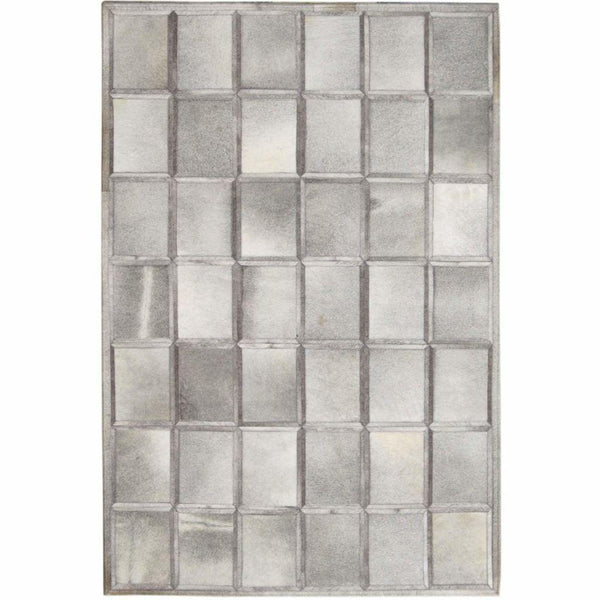 Madisons Grey Brick Pattern Patchwork Cowhide Rug