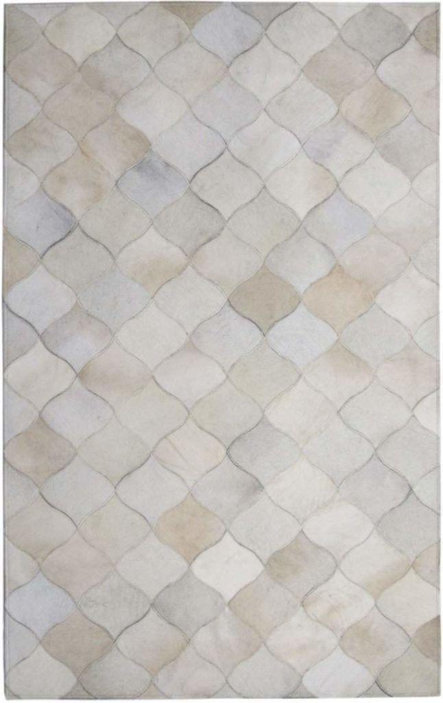 Area Rugs - Madisons Multi-Tone White Geometric Cowhide Area Rug