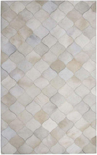 Area Rugs - Madisons Multi-Tone White Geometric Cowhide Area Rug 1