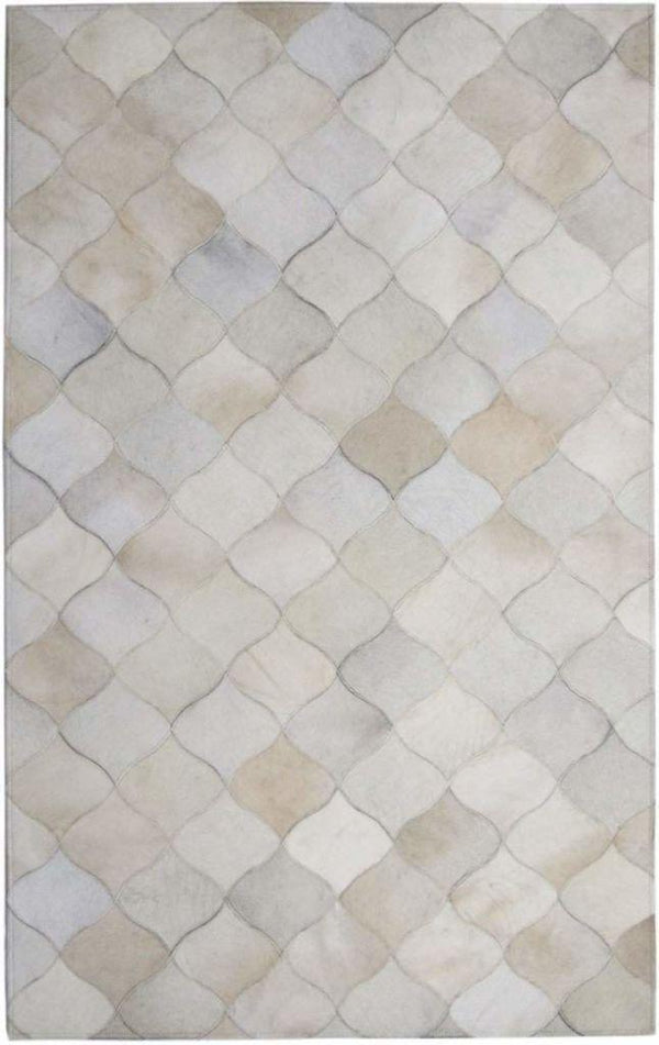 Madisons White Geometric Patchwork Cowhide Rug