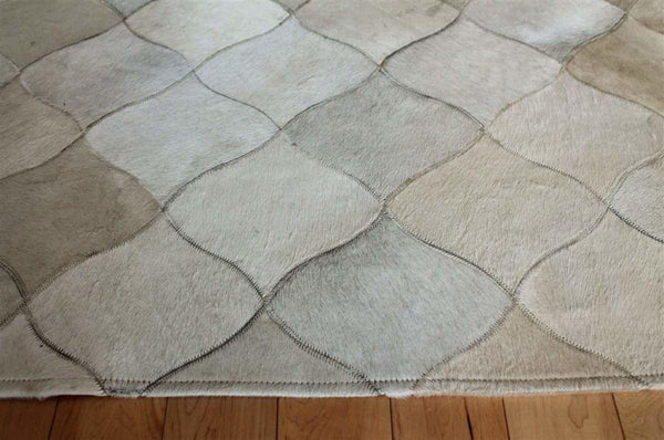 Madisons White Geometric Patchwork Cowhide Rug alternate view
