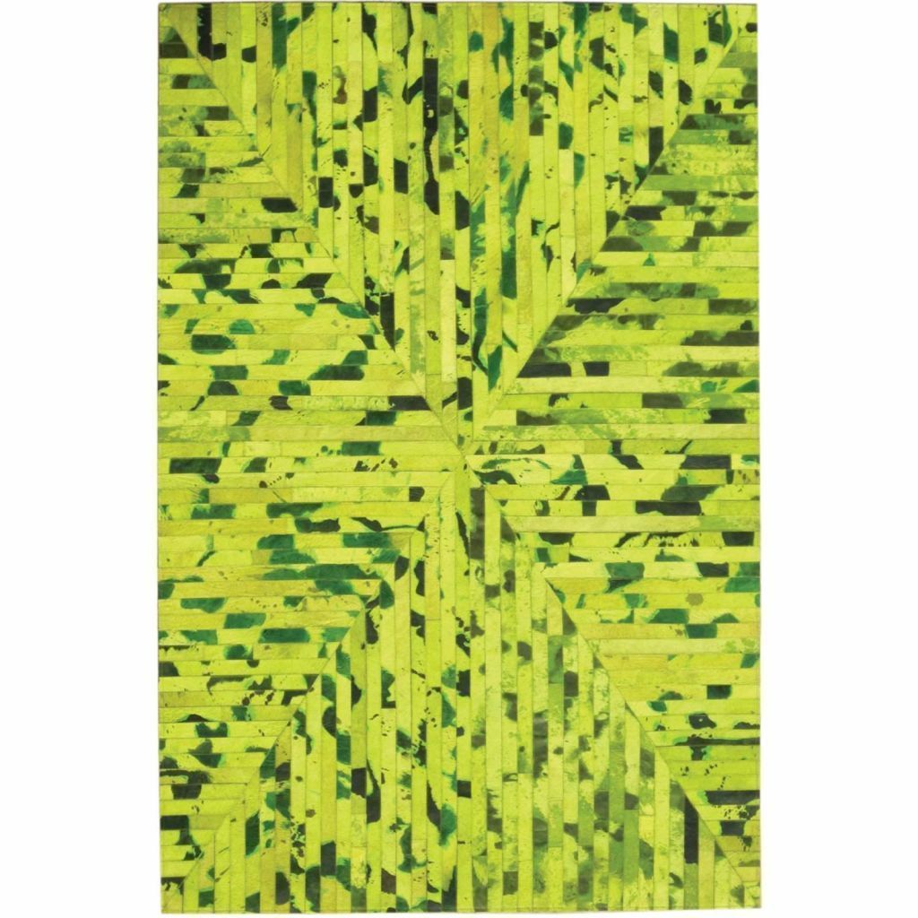 Area Rugs - Madisons Neon Green Cowhide Patchwork Area Rug