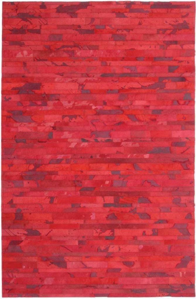 Must See. Brilliant Red Area Rug in Cowhide Patchwork – Posh Rug