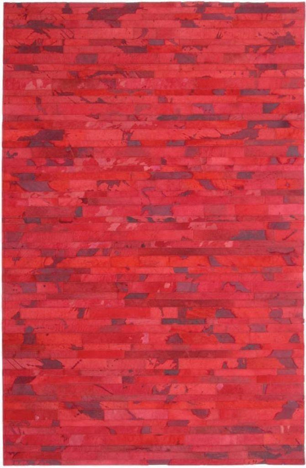 Must See. Brilliant Red Area Rug in Cowhide Patchwork – Posh Rug