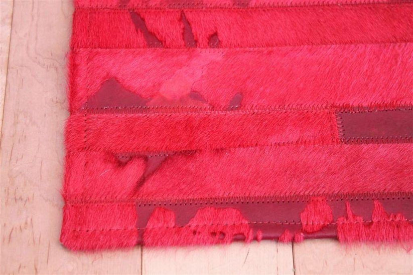 Must See. Brilliant Red Area Rug in Cowhide Patchwork – Posh Rug