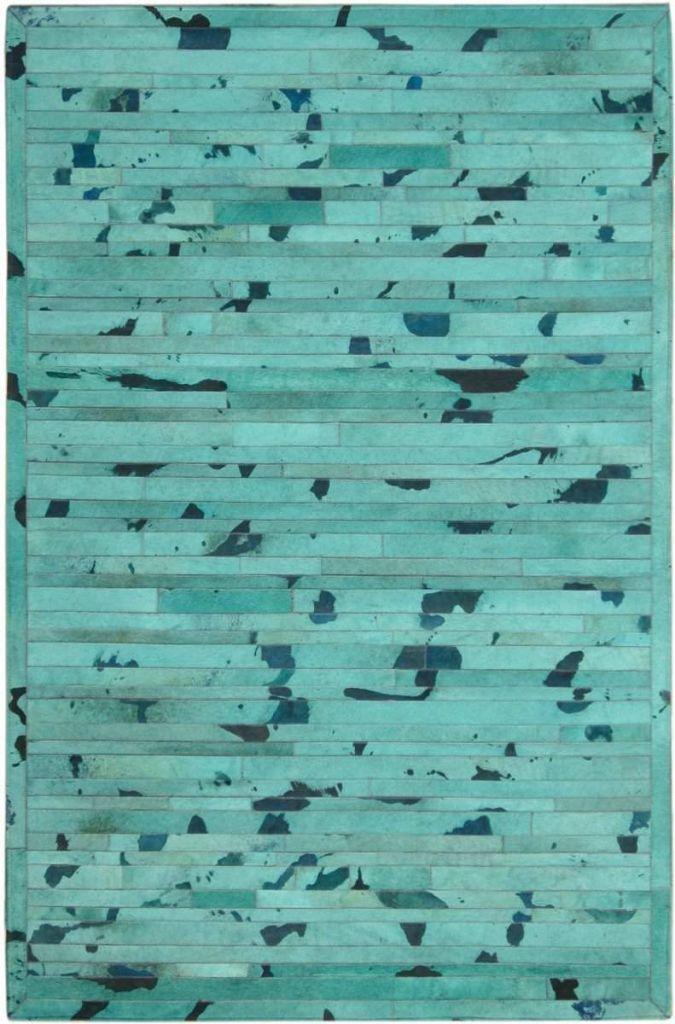 Area Rugs - Madisons Turquoise Blue Cowhide Patchwork Area Rug