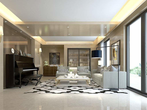 Poshrug Brown White Contemporary Cowhide Rug alternate view