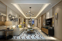 Area Rugs - Poshrug White Blue Black Chevron Rug 2