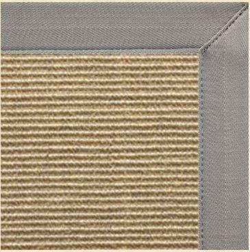 Bone Colored Sisal Area Rug with Coin Canvas Border