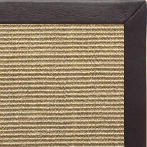 Bone Sisal Rug with Black Leather Border - Free Shipping