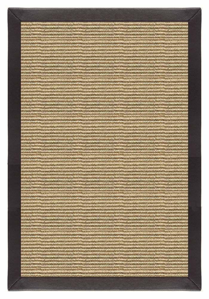 Area Rugs - Sustainable Lifestyles Bone Sisal Rug With Black Leather Border