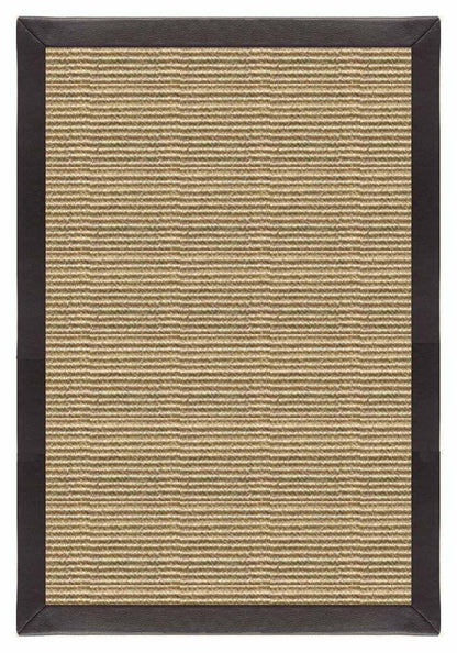 Area Rugs - Sustainable Lifestyles Bone Sisal Rug With Black Leather Border