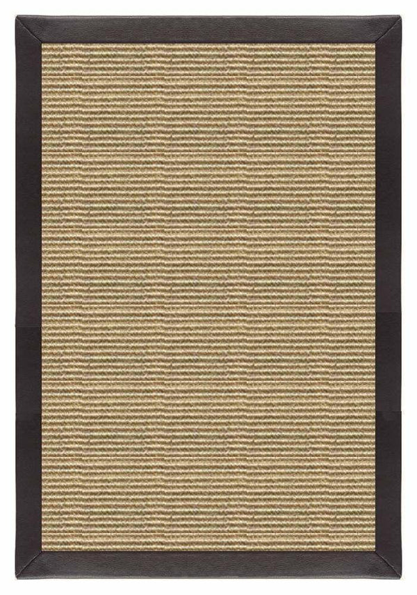 Bone Sisal Rug with Black Leather Border alternate view
